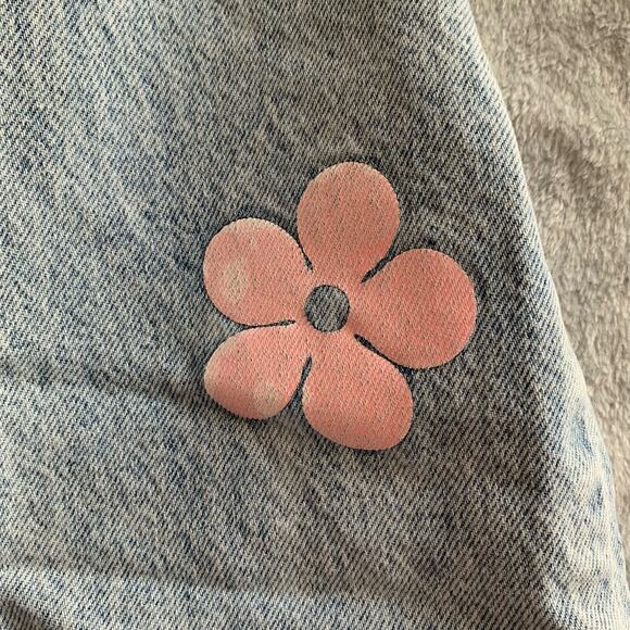 PacSun Boyfriend Jeans Light Blue Flower Graphic Sz 24 - Picture 8 of 16